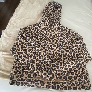 NWT ABERCROMBIE LEOPARD PRINT CROPPED HOODIE SWEATSHIRT